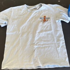 Salty Crew Light Blue Kids Short Sleeve Tee with Orange Octopus Logo